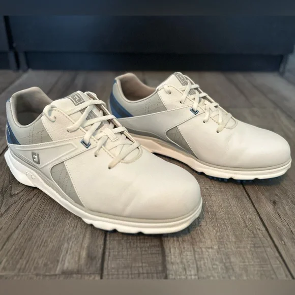 FootJoy Pro SL Men's Spikeless Golf Shoes Size 9 W Leather White Silver Blue - Picture 3 of 13